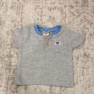 Little Guy Gray Polo with Blue Trim